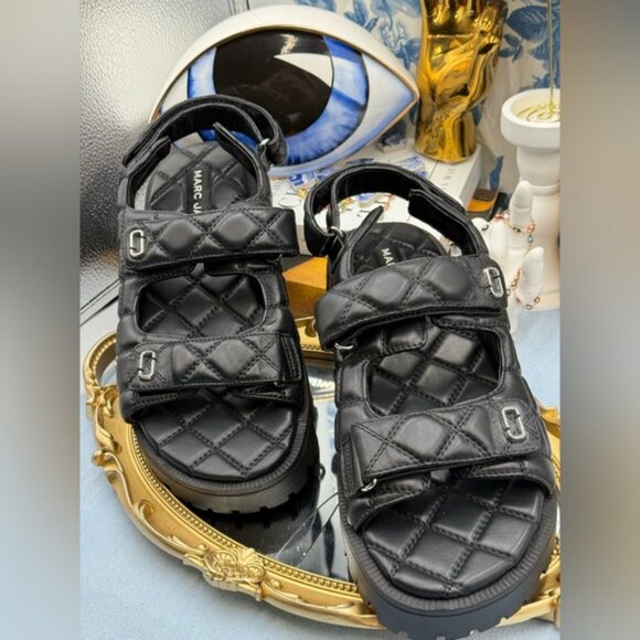🆕 MARC JACOBS 🧿 NWOB The Quilted Sunny Leather Dad Sandals, Sz 40 US 10 - Picture 6 of 15